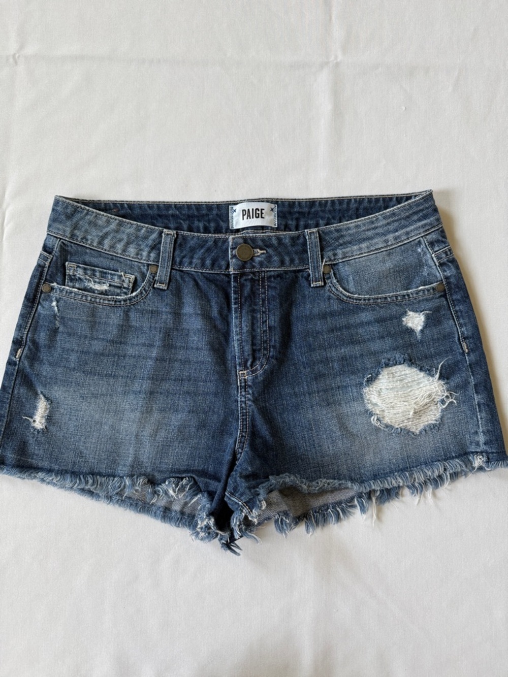 PAIGE Daryl Short Size 29 Blue Denim Distressed Jean Shorts